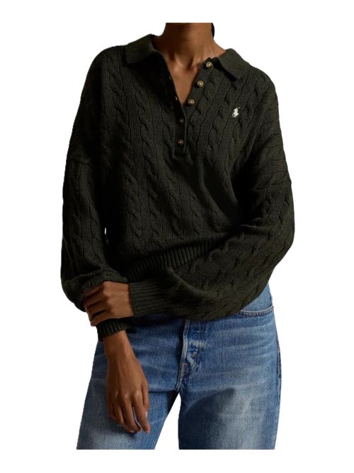 cable-knit buttoned top Polo Ralph Lauren | 211-B17767-002OLIVE UMBER HEATHER